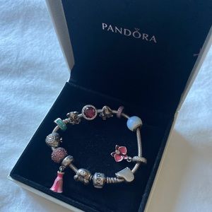 Pandora charm bracelet Eeyore Piano Koala Princess Sparkling Orchid Teal